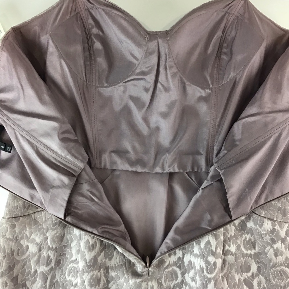 NWT David Meister Lavender Brocade Strapless Dress | 8 - Picture 8 of 12